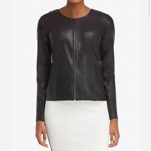 Spanx Faux Leather Full Zip Moto Jacket  - Size M